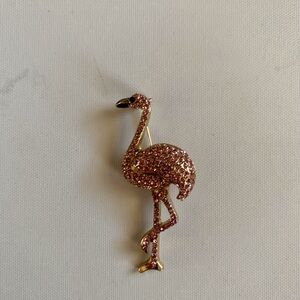 Pink Gold Flamingo Brooch Pin with Rhinestones Fashion Jewelry